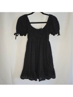 Thirty/Thirty Black Puff Sleeve Mini Dress Small